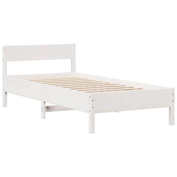 Sänky kirjahyllyllä ei patjaa valkoinen 90x190 cm täysi mänty