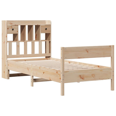 Sänky kirjahyllyllä ilman patjaa 75x190 cm täysi mänty
