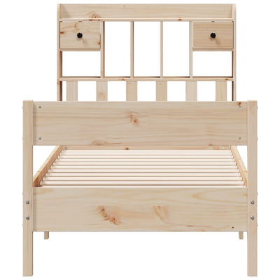 Sänky kirjahyllyllä ilman patjaa 75x190 cm täysi mänty
