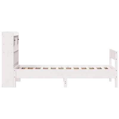 Sänky kirjahyllyllä ei patjaa valkoinen 75x190 cm täysi mänty