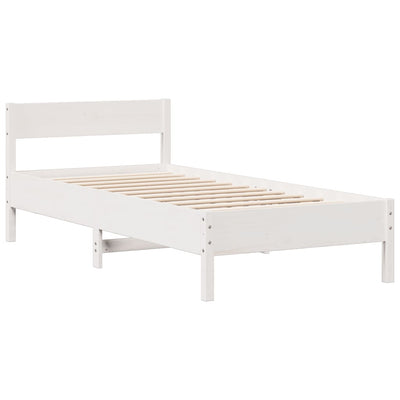 Sänky kirjahyllyllä ei patjaa valkoinen 75x190 cm täysi mänty