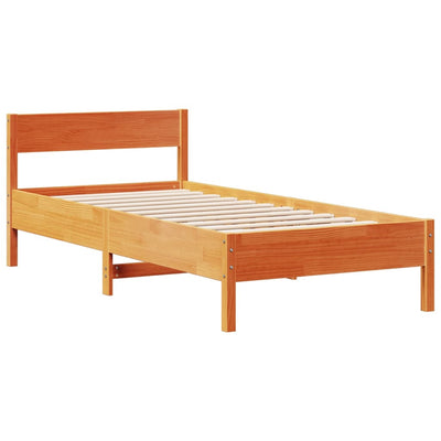 Sänky/kirjahylly ilman patjaa vahanruskea 75x190 cm täysi mänty