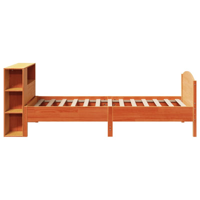 Sänky/kirjahylly ilman patjaa vahanruskea 75x190 cm täysi mänty