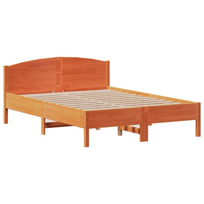 Sänky kirjahyllyllä ei patjaa vahanrusk. 135x190 cm täysi mänty