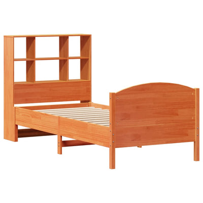Sänky/kirjahylly ilman patjaa vahanruskea 75x190 cm täysi mänty