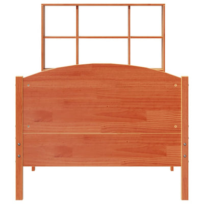 Sänky/kirjahylly ilman patjaa vahanruskea 75x190 cm täysi mänty