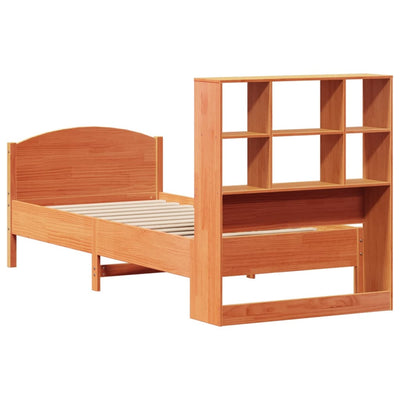 Sänky/kirjahylly ilman patjaa vahanruskea 75x190 cm täysi mänty