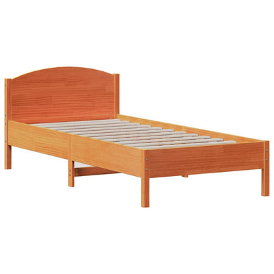 Sänky/kirjahylly ilman patjaa vahanruskea 75x190 cm täysi mänty
