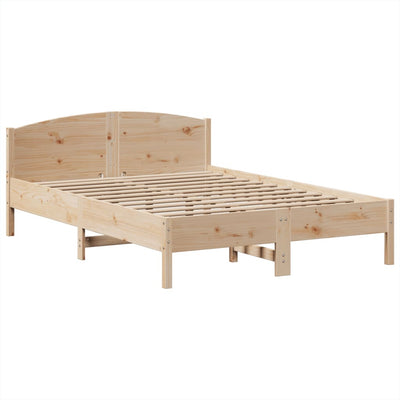 Sänky kirjahyllyllä ilman patjaa 140x190 cm täysi mänty