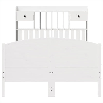 Valkoinen sänky kirjahyllyllä ei patjaa Sfeir 135x190cm (mänty)