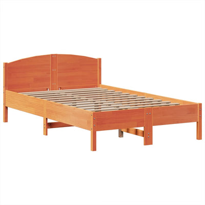 Sänky kirjahyllyllä ei patjaa vahanrusk. 135x190 cm täysi mänty