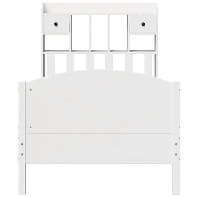 Valkoinen sänky kirjahyllyllä ei patjaa Sfeir 75x190cm (mänty)