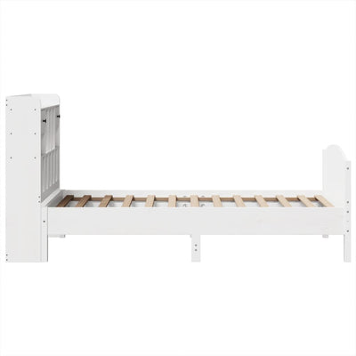 Sänky kirjahyllyllä ei patjaa valkoinen 75x190 cm täysi mänty