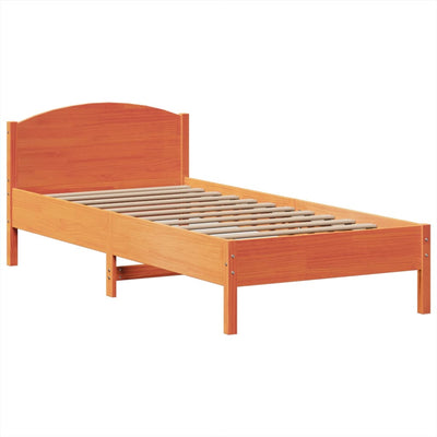 Sänky/kirjahylly ilman patjaa vahanruskea 75x190 cm täysi mänty