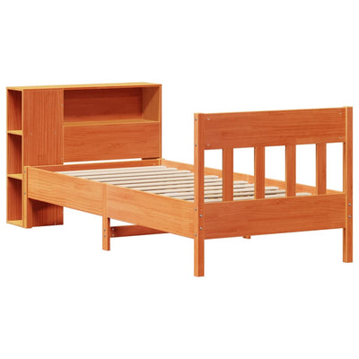 Sänky/kirjahylly ilman patjaa vahanruskea 75x190 cm täysi mänty