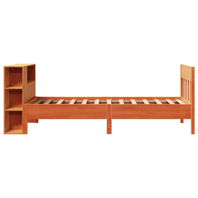 Sänky/kirjahylly ilman patjaa vahanruskea 75x190 cm täysi mänty