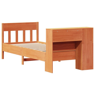 Sänky/kirjahylly ilman patjaa vahanruskea 75x190 cm täysi mänty