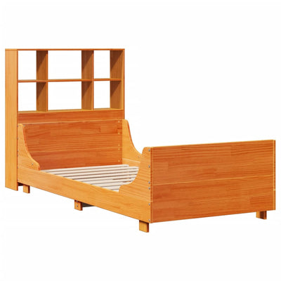 Sänky kirjahyllyllä ilman patjaa vahanrusk 100x200 cm täysi puu