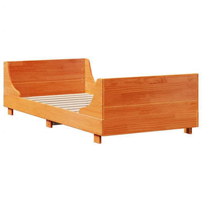 Sänky kirjahyllyllä ilman patjaa vahanrusk 100x200 cm täysi puu