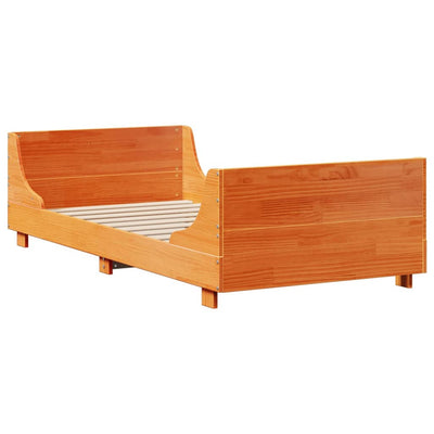 Sänky/kirjahylly ei patjaa vahanruskea 90x190 cm täysi puu