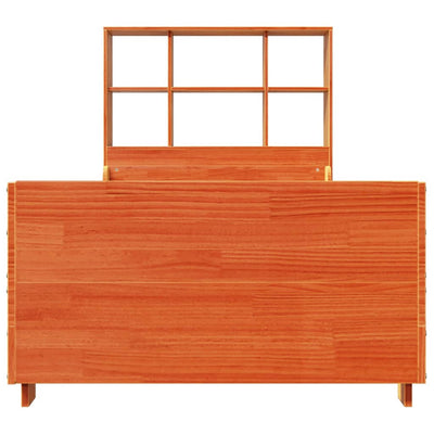 Sänky/kirjahylly ilman patjaa vahanruskea 75x190 cm täysi puu
