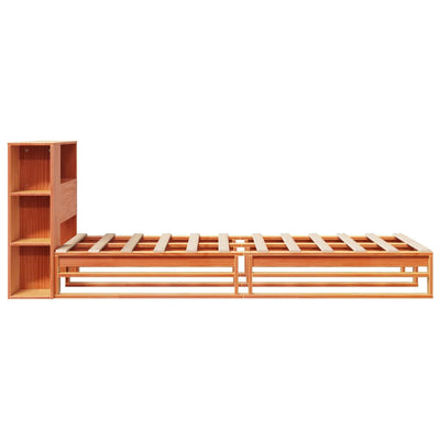 Sänky kirjahyllyllä ilman patjaa vahanrusk 100x200 cm täysi puu