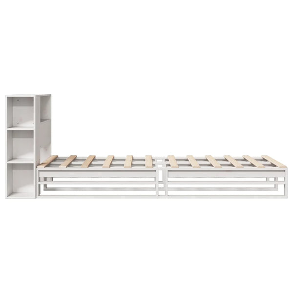 Sänky kirjahyllyllä ei patjaa valkoinen 75x190 cm täysi puu