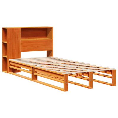 Sänky/kirjahylly ilman patjaa vahanruskea 75x190 cm täysi puu