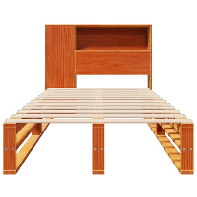 Sänky/kirjahylly ilman patjaa vahanruskea 75x190 cm täysi puu