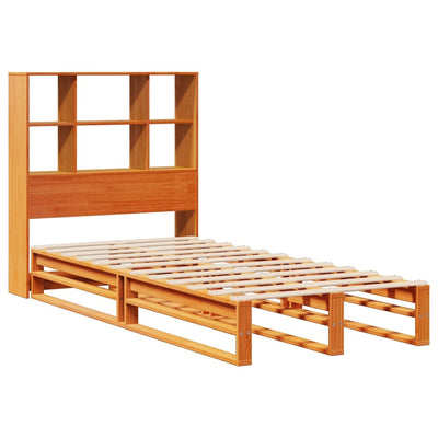 Sänky kirjahyllyllä ilman patjaa vahanrusk 100x200 cm täysi puu