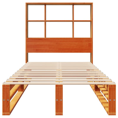 Sänky kirjahyllyllä ilman patjaa vahanrusk 100x200 cm täysi puu