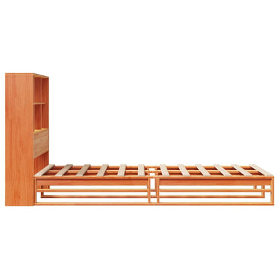 Sänky kirjahyllyllä ilman patjaa vahanrusk 100x200 cm täysi puu