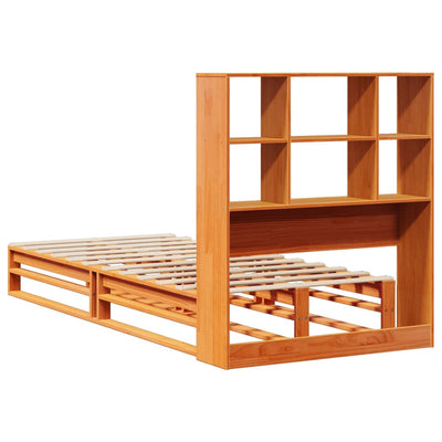 Sänky kirjahyllyllä ilman patjaa vahanrusk 100x200 cm täysi puu