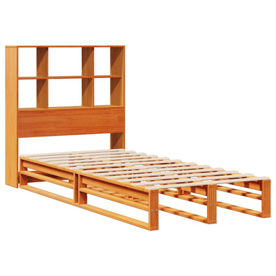 Sänky/kirjahylly ei patjaa vahanruskea 90x190 cm täysi puu