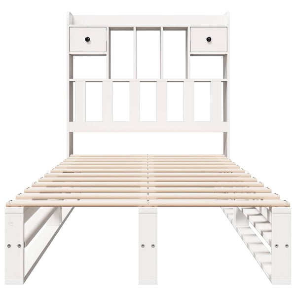 Sänky kirjahyllyllä ei patjaa valkoinen 90x200 cm täysi mänty