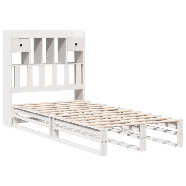Sänky kirjahyllyllä ei patjaa valkoinen 75x190 cm täysi mänty
