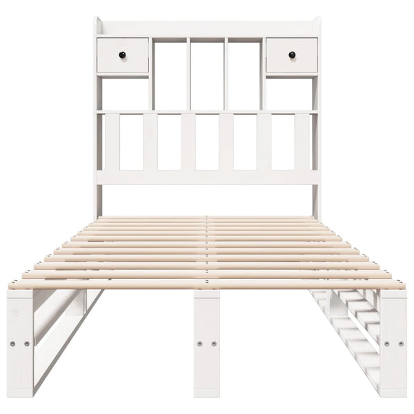 Sänky kirjahyllyllä ei patjaa valkoinen 75x190 cm täysi mänty