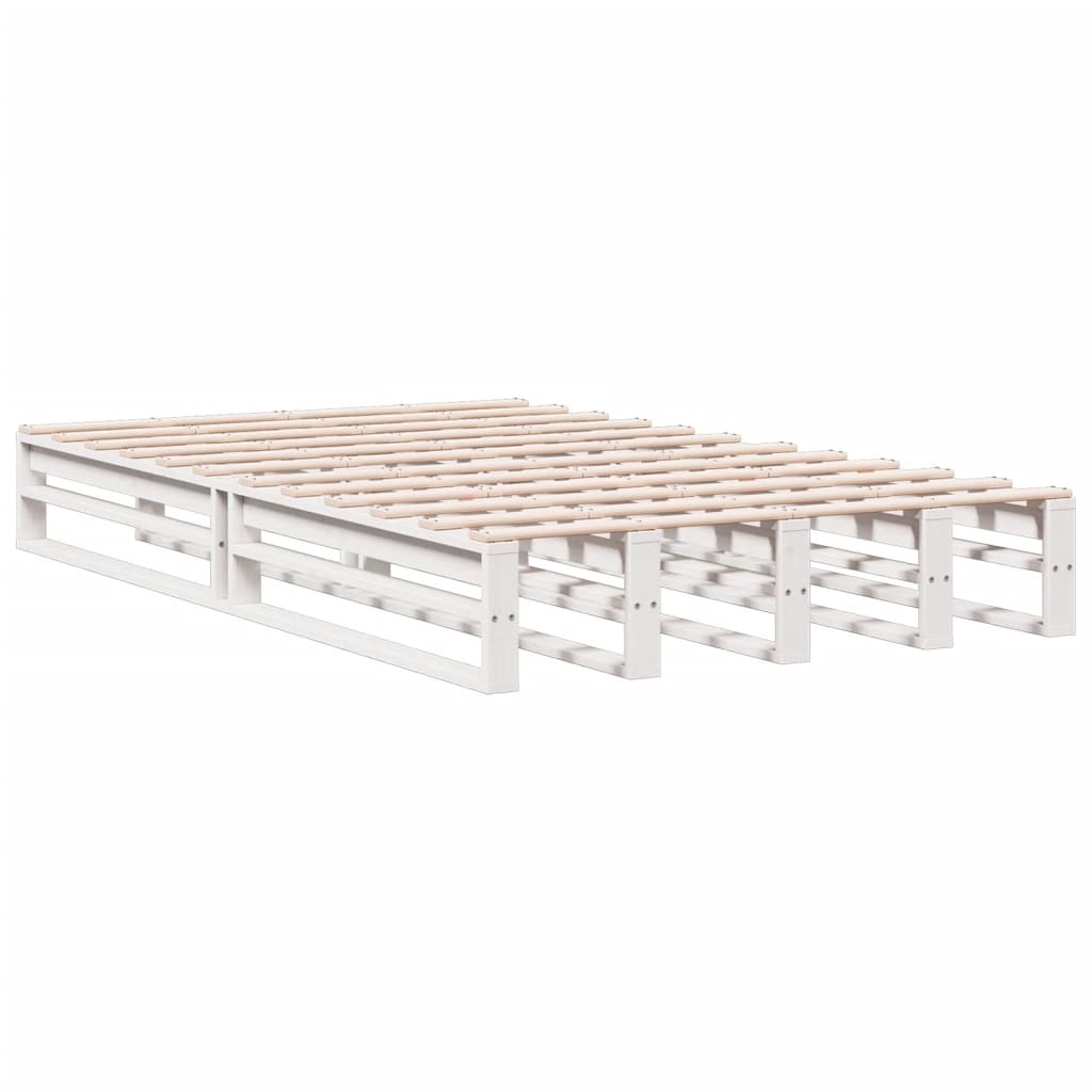 Valkoinen sänky kirjahyllyllä ei patjaa Bulucz 135x190cm (mänty)