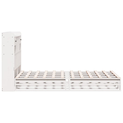 Valkoinen sänky kirjahyllyllä ei patjaa Bulucz 135x190cm (mänty)