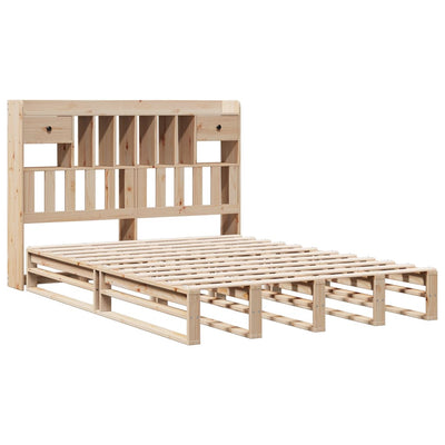 Sänky kirjahyllyllä ilman patjaa 140x190 cm täysi mänty