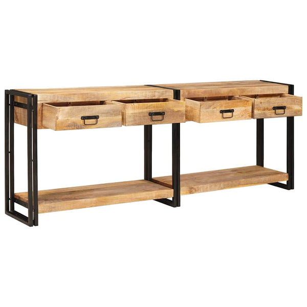 Konsolipöydät 2 kpl Ruskea 200 x 33 x 75 cm Kiinteä mango puu
