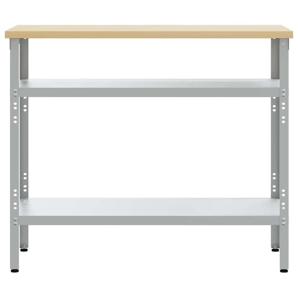 Työpöytä hyllyllä Harmaa ja beige 100 x 55 x 85 cm Teräs
