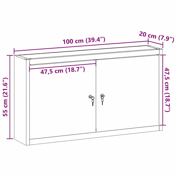 Työkalukaappi hyllyllä Mustat ja harmaa 100 x 20 x 55 cm Teräs