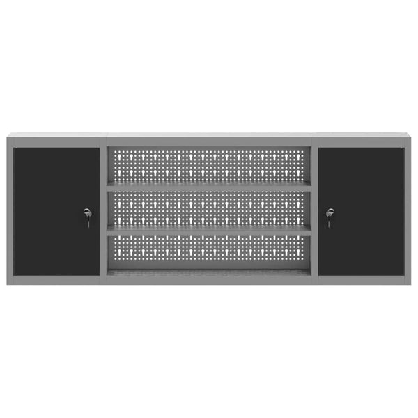 Työkalukaappi hyllyllä Mustat ja harmaa 150 x 20 x 55 cm Teräs