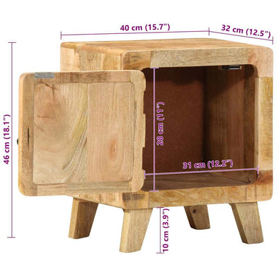 yöpöytäkaappi 2 kpl 40x32x46 cm massiivipuuta karkea mango