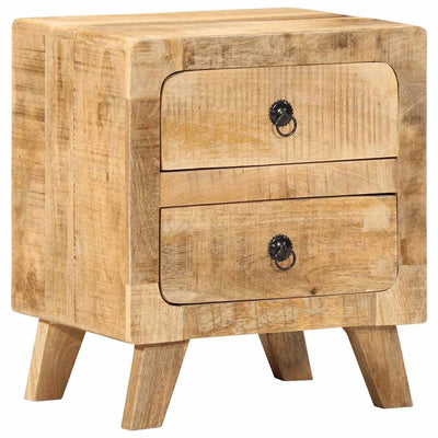 yöpöytäkaappi 2 kpl 40x32x46 cm massiivipuuta karkea mango
