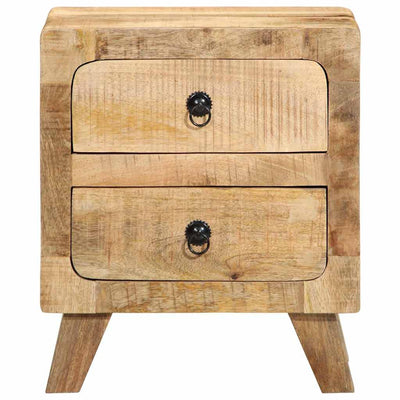 yöpöytäkaappi 2 kpl 40x32x46 cm massiivipuuta karkea mango