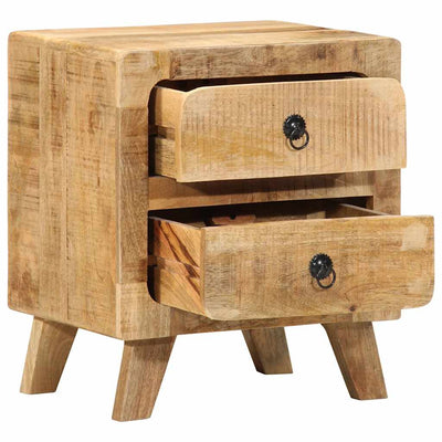 yöpöytäkaappi 2 kpl 40x32x46 cm massiivipuuta karkea mango