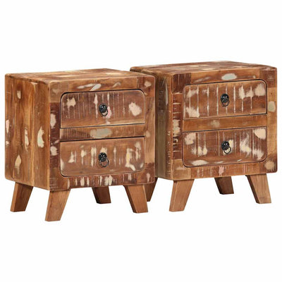 yöpöytäkaappi 2 kpl 40x32x46 cm massiivipuu kierrätetty