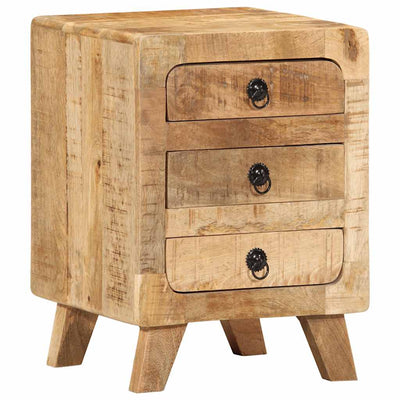 yöpöytäkaappi 2 kpl 37x32x50 cm massiivipuuta karkea mango